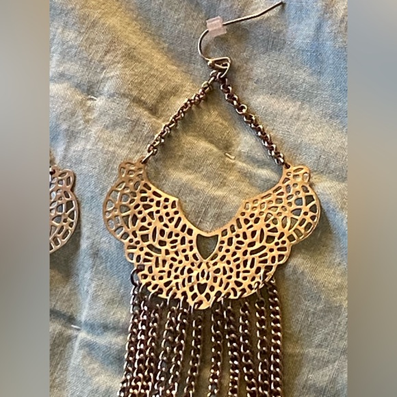 Gold & Neon Fringe Chain Earrings Urban Outfitters - Picture 6 of 6